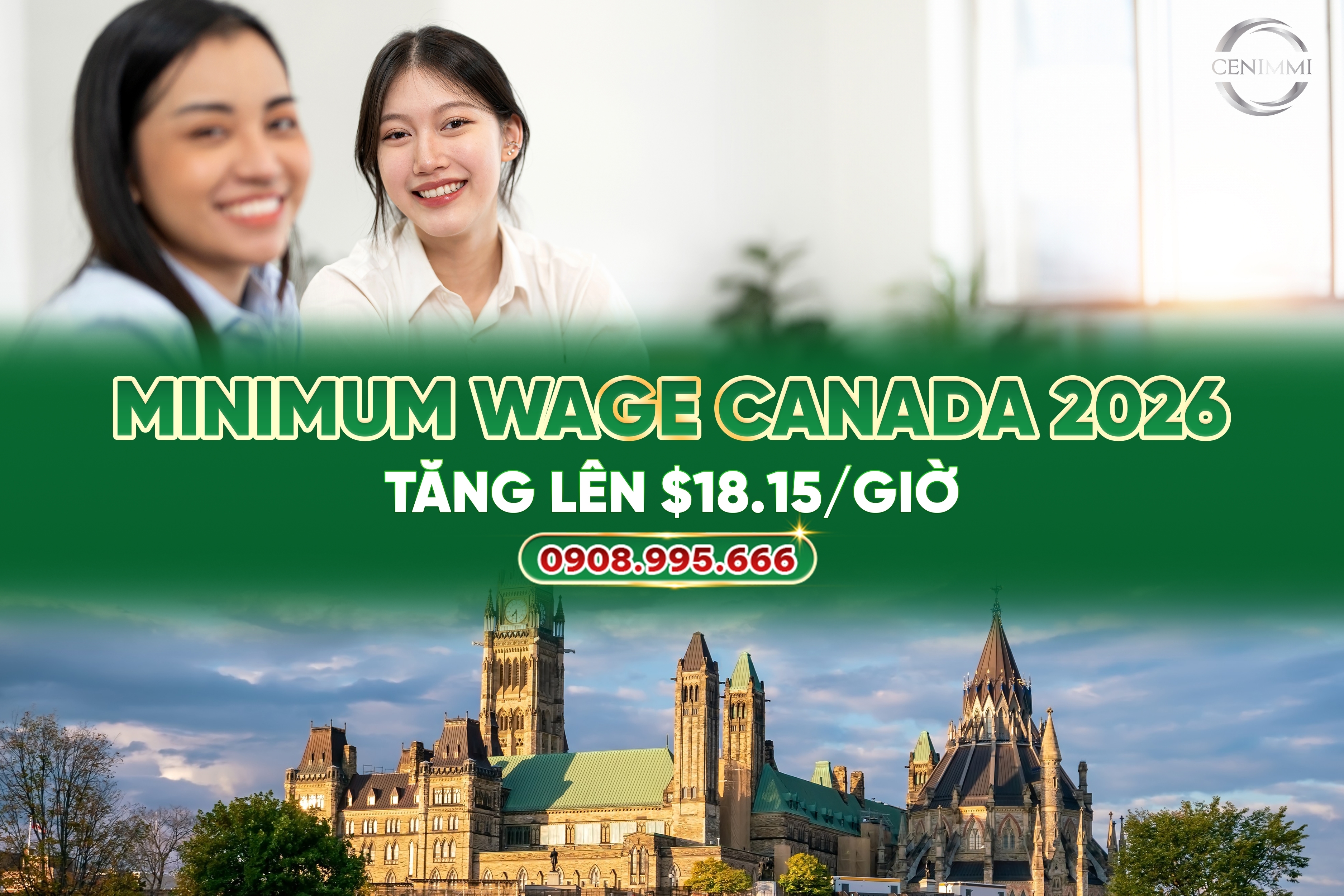 Minimum Wage Canada 2026 tăng lên $18.15/giờ