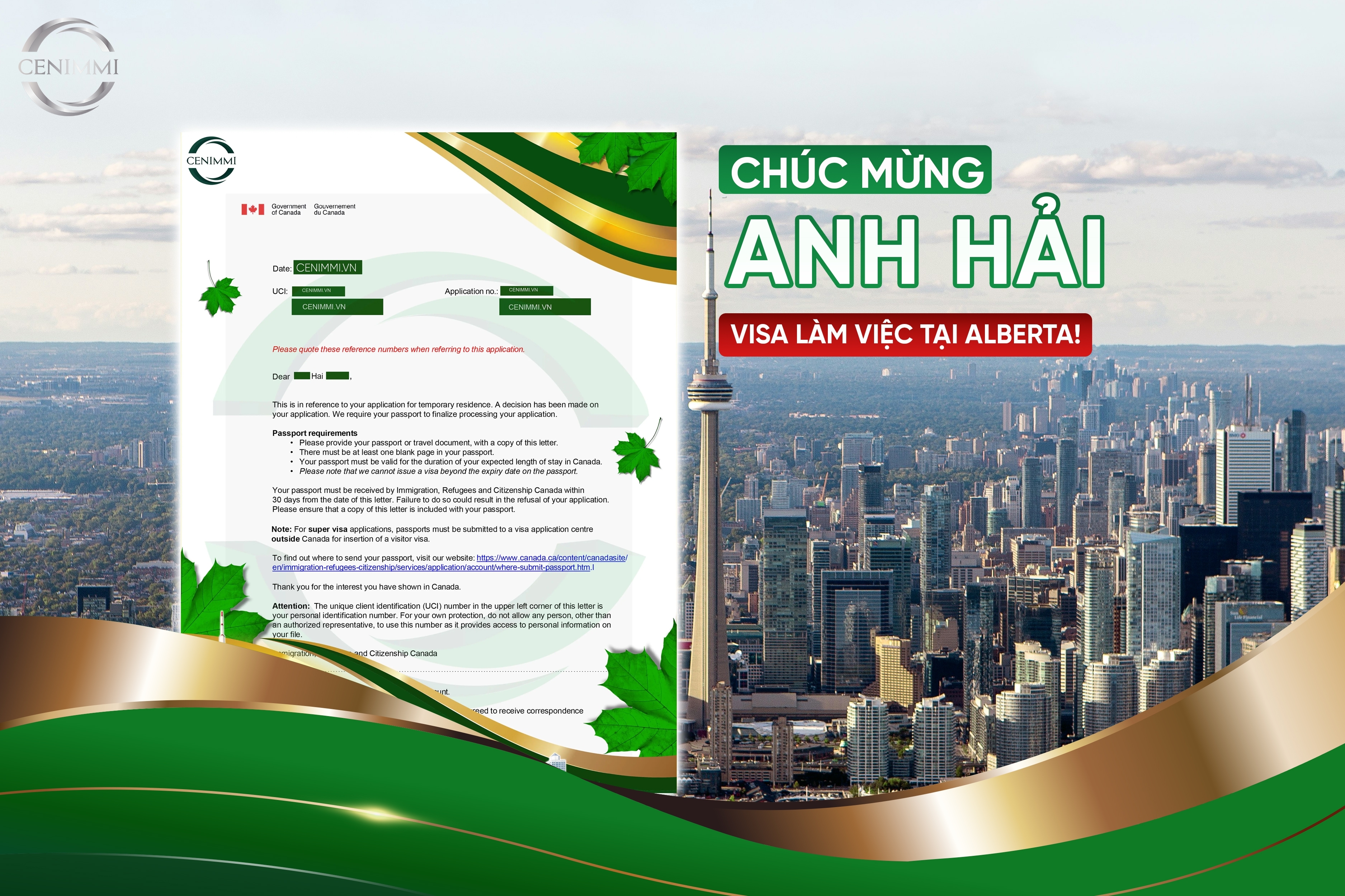 Chúc mừng anh Hải – nhận visa làm việc nghề Cook tại Alberta!